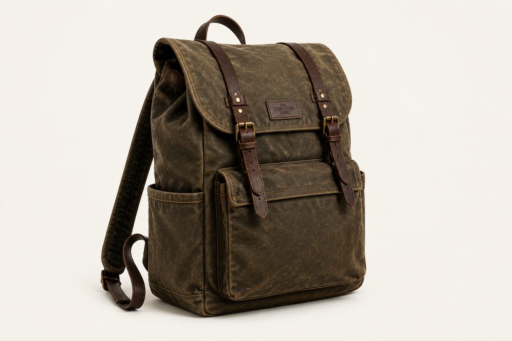 The Ridgeline 30L rucksack in olive waxed canvas